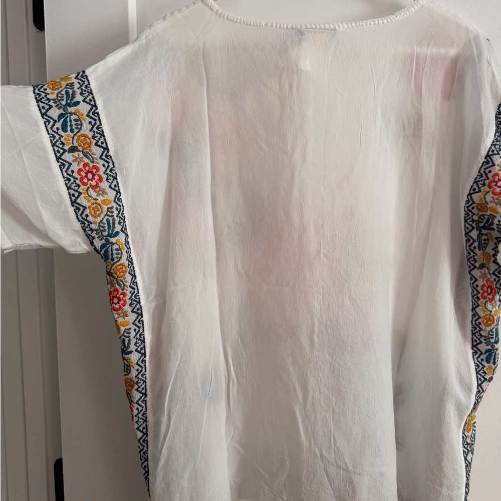Johnny Was Mariafe Multicolor Floral Embroidered Blouse - Picture 7 of 11